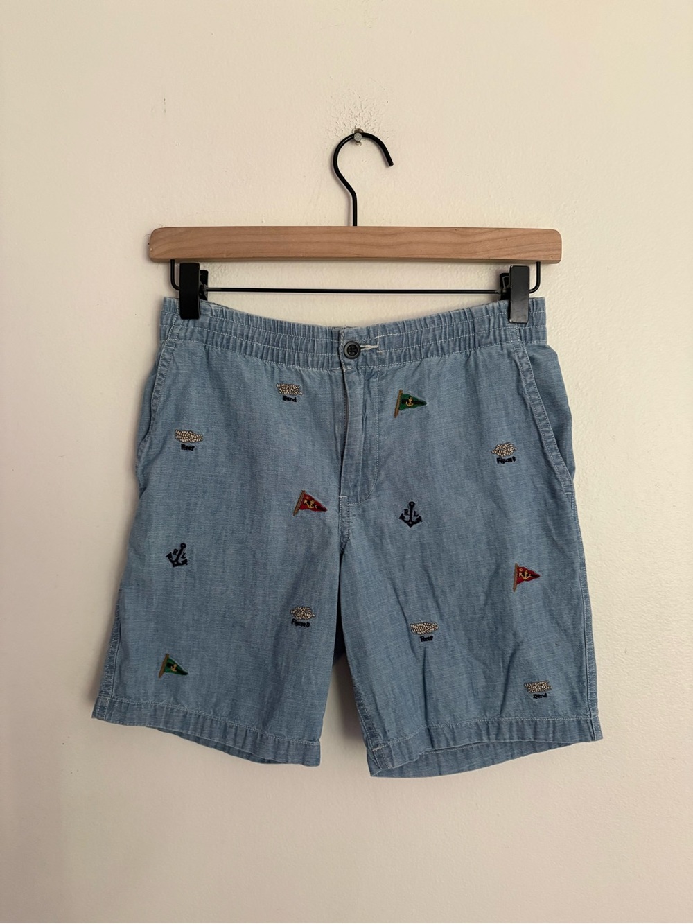Polo Ralph Lauren Big Boys Polo Prepster Embroidered Chambray Chino Shorts sz 12
